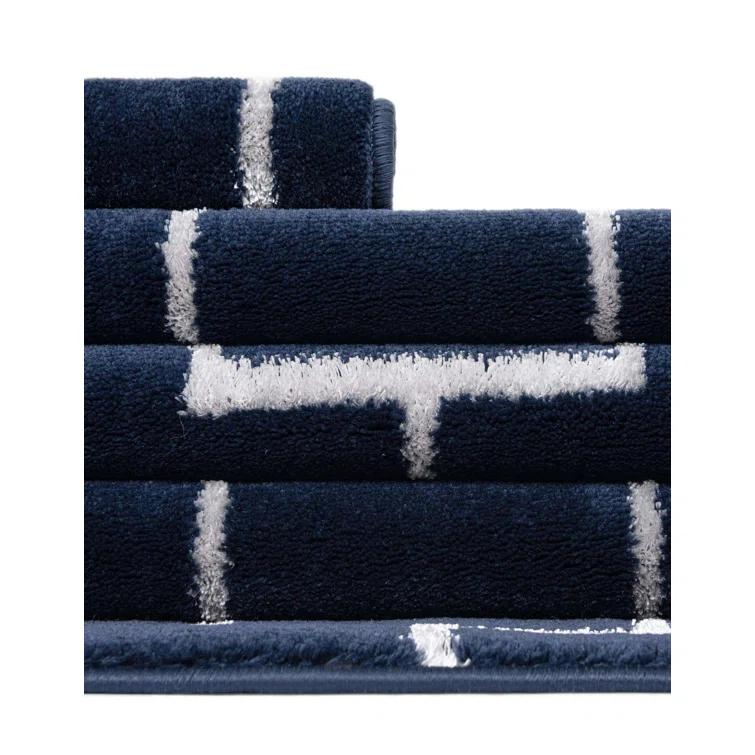 Glam Navy Blue Silver Area Rug