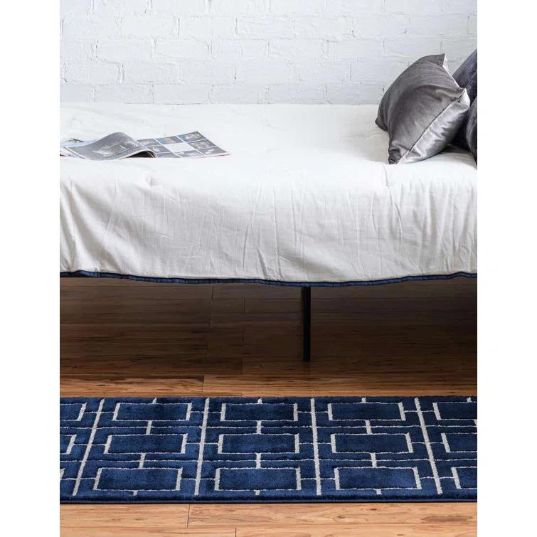 Glam Navy Blue Silver Area Rug