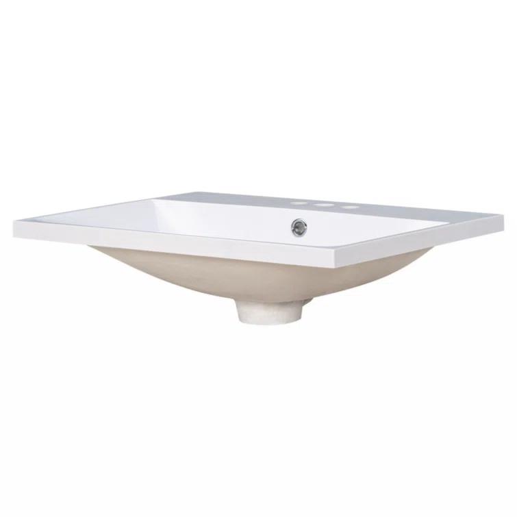 Wenty 18'' White Ceramic Rectangular Bathroom Sink