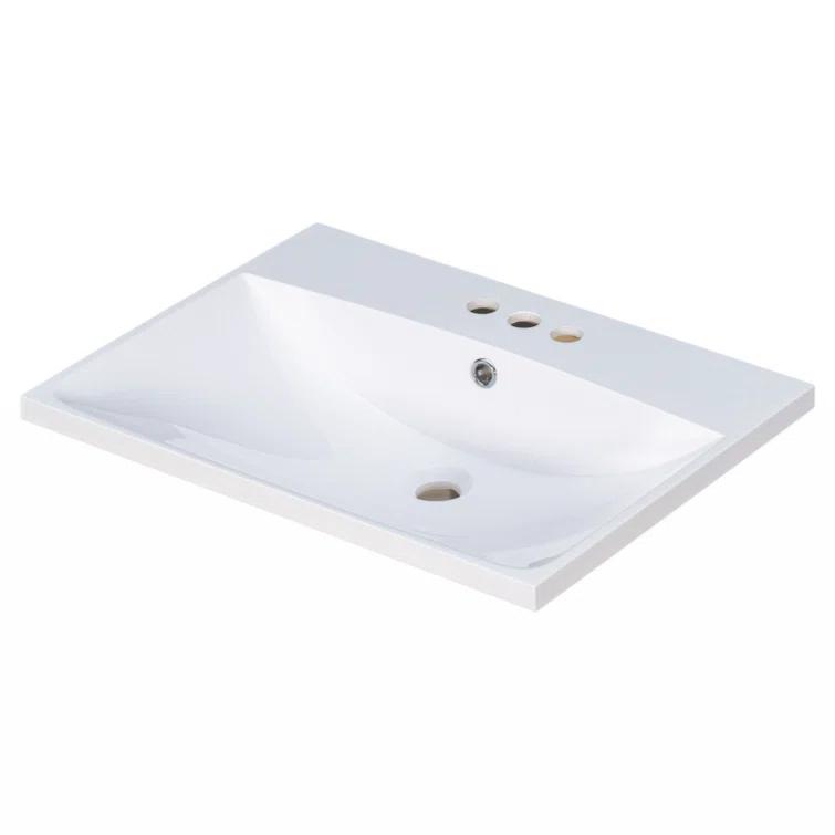 Wenty 18'' White Ceramic Rectangular Bathroom Sink