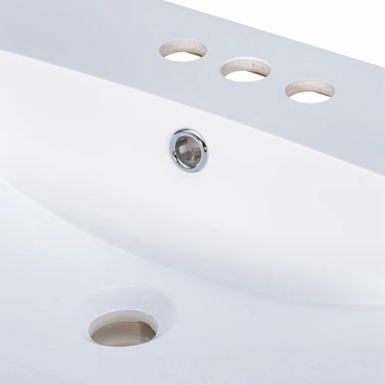 Wenty 18'' White Ceramic Rectangular Bathroom Sink