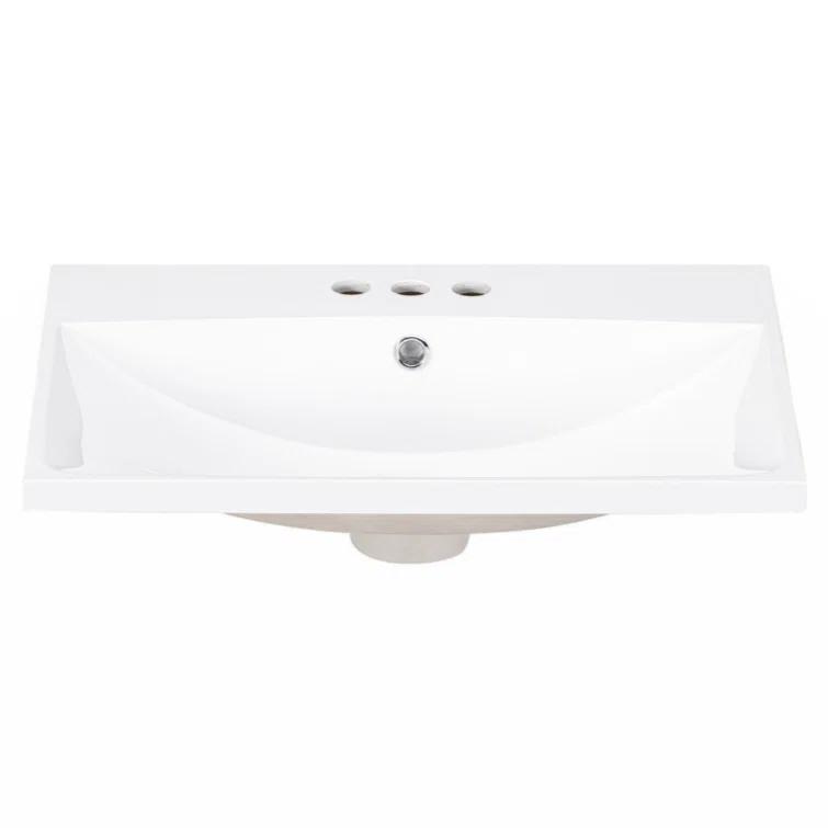 Wenty 18'' White Ceramic Rectangular Bathroom Sink