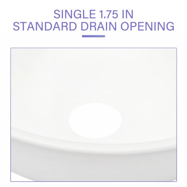 13X13 Inch White Ceramic Circular Vessel Bathroom Sink