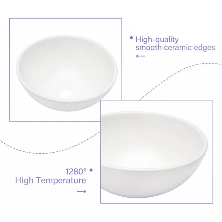 13X13 Inch White Ceramic Circular Vessel Bathroom Sink
