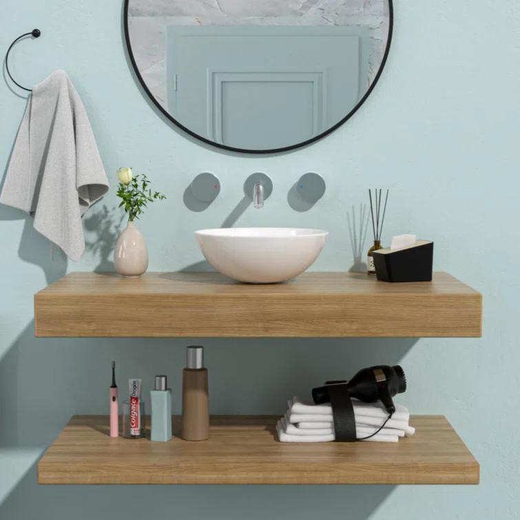 13X13 Inch White Ceramic Circular Vessel Bathroom Sink