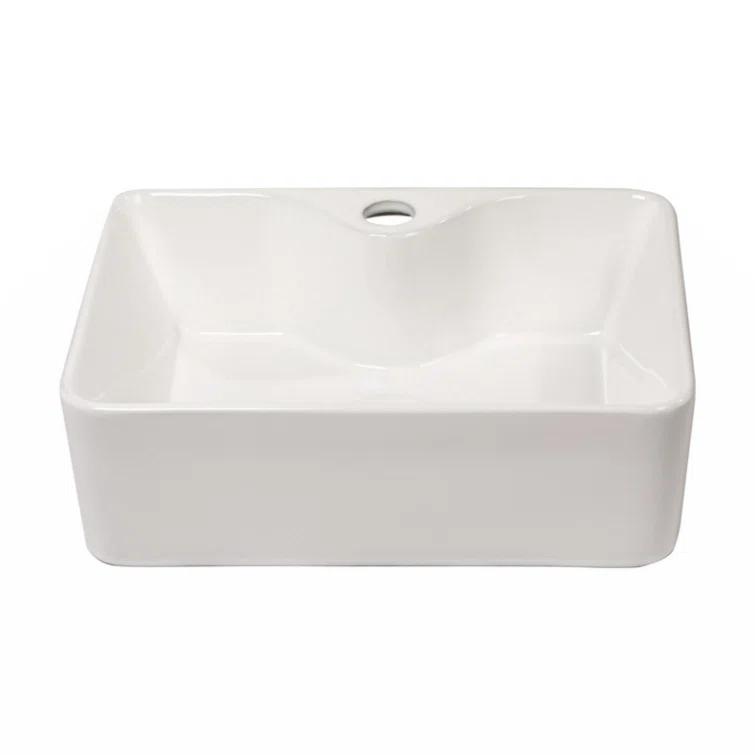 walterwork 16"x12" Ceramic Boat Shape Bathroom Sink