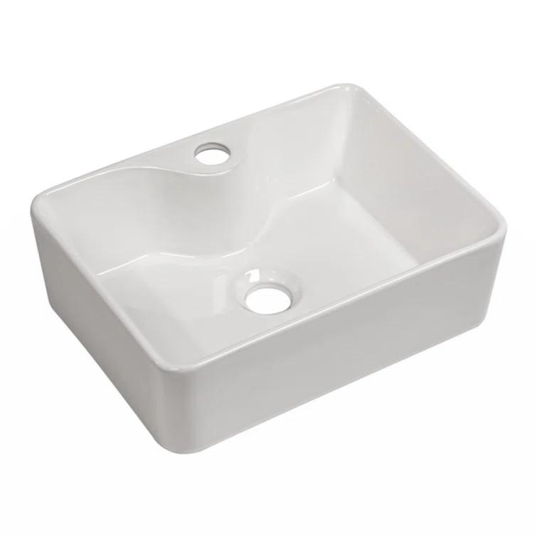 walterwork 16"x12" Ceramic Boat Shape Bathroom Sink