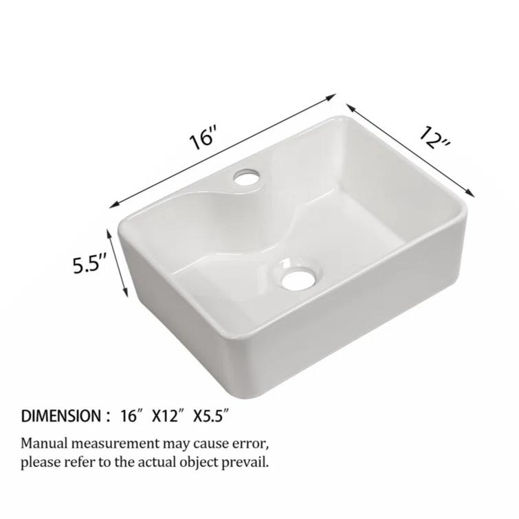 walterwork 16"x12" Ceramic Boat Shape Bathroom Sink