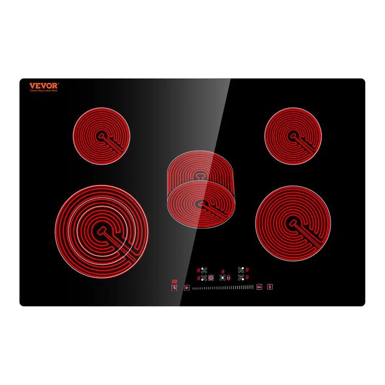 VEVOR 30" Black Electric 5 Burner Cooktop with Dual Size Power Burner