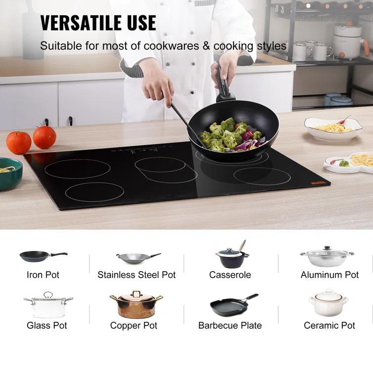 VEVOR 30" Black Electric 5 Burner Cooktop with Dual Size Power Burner