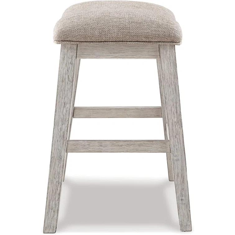 Signature Design By Ashley Skempton Modern 24" Counter Height Upholstered Barstool, 2 Count, Whitewash