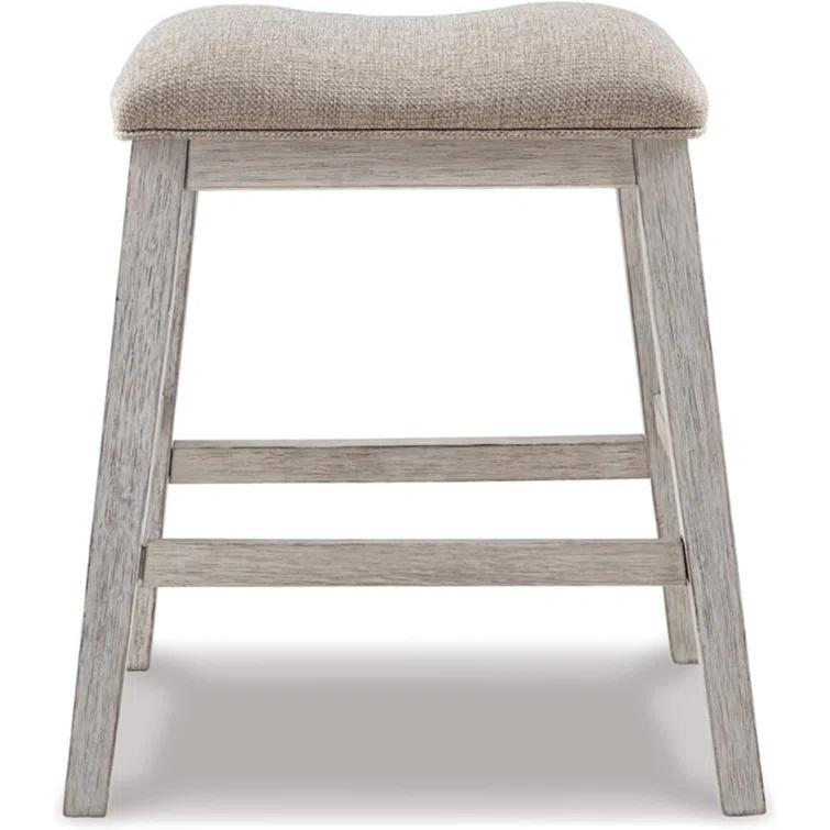 Signature Design By Ashley Skempton Modern 24" Counter Height Upholstered Barstool, 2 Count, Whitewash