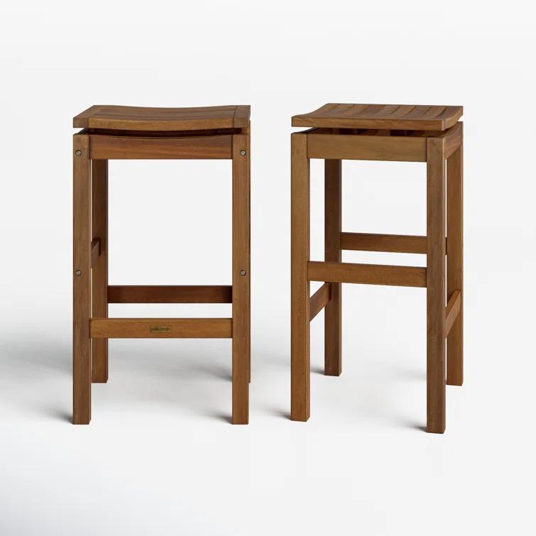 Benedetto 29.5'' Eucalyptus Backless Outdoor Bar Stool