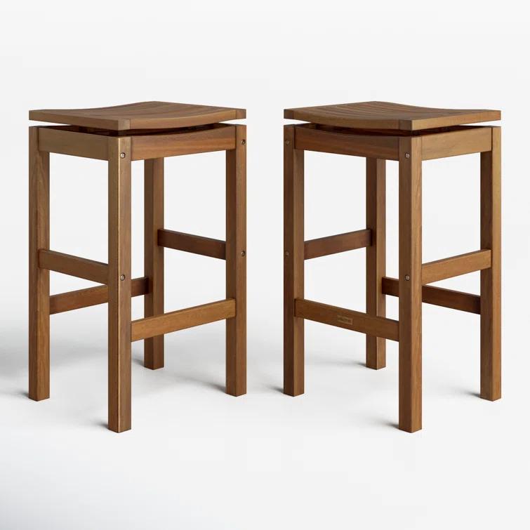 Benedetto 29.5'' Eucalyptus Backless Outdoor Bar Stool