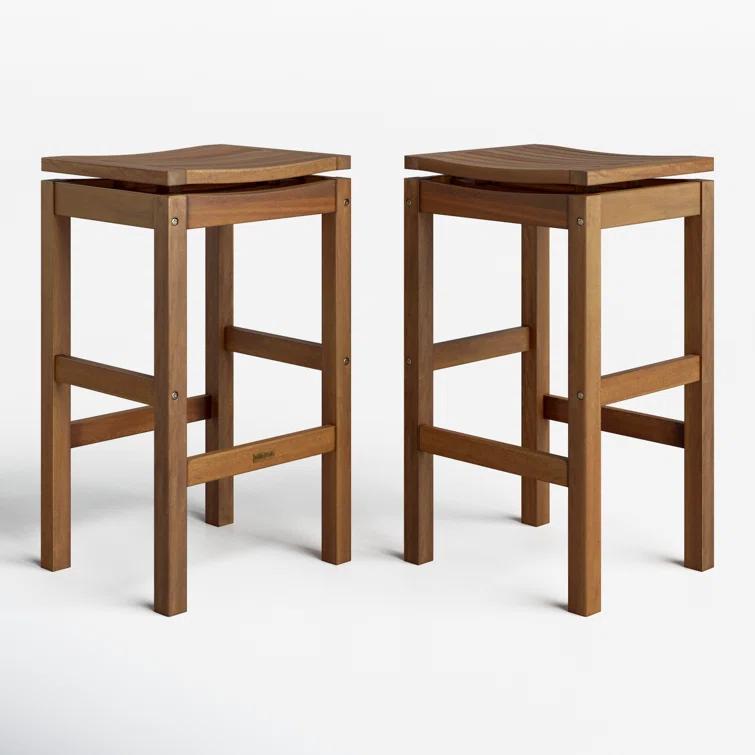 Benedetto 29.5'' Eucalyptus Backless Outdoor Bar Stool