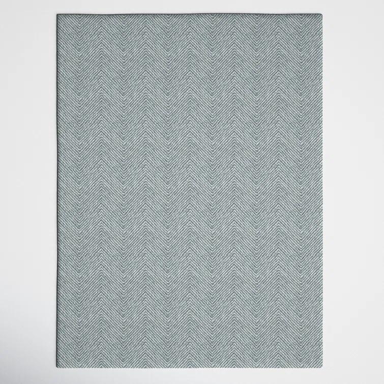 Momeni 3'6"x5'6" Charles Zig Zag Handtufted Area Rug Denim Blue: Wool, Cotton & Latex Backing, Low Pile, Indoor Use