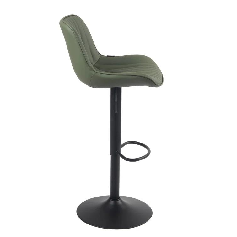 Zager Swivel Adjustable Height Bar Stools, Leather Upholstered Counter Stools, Modern Pub Stool