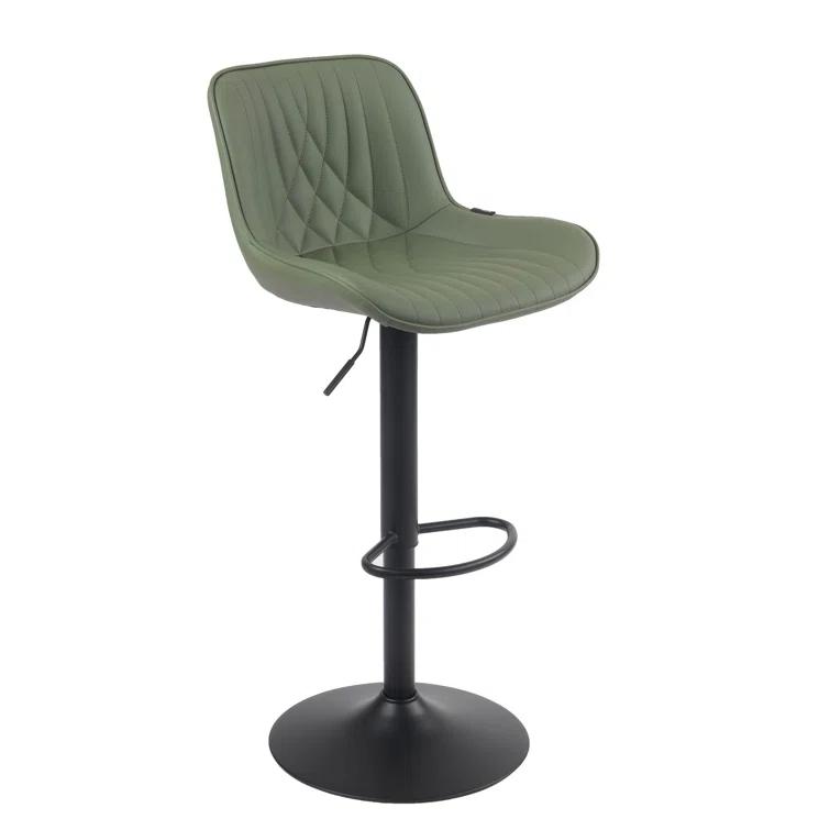 Zager Swivel Adjustable Height Bar Stools, Leather Upholstered Counter Stools, Modern Pub Stool