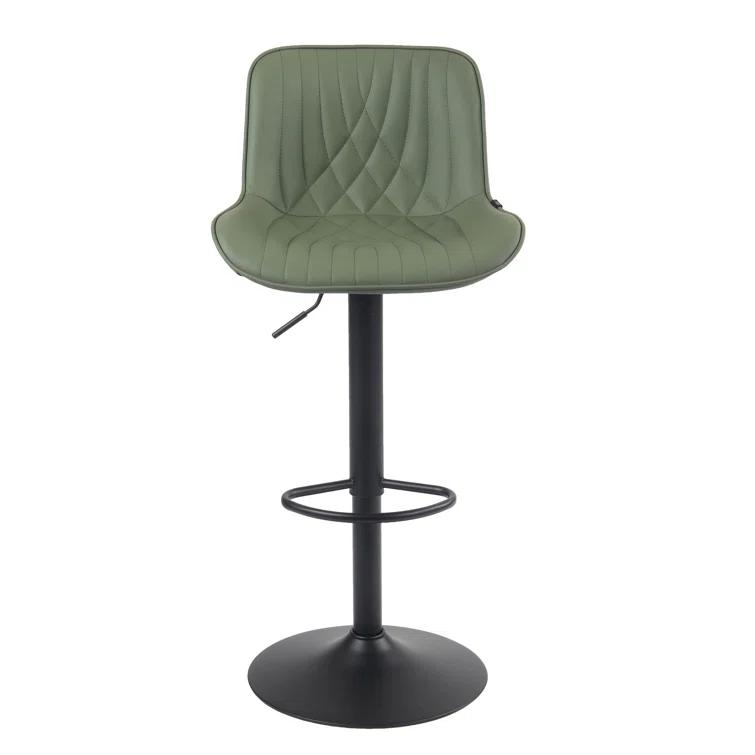 Zager Swivel Adjustable Height Bar Stools, Leather Upholstered Counter Stools, Modern Pub Stool