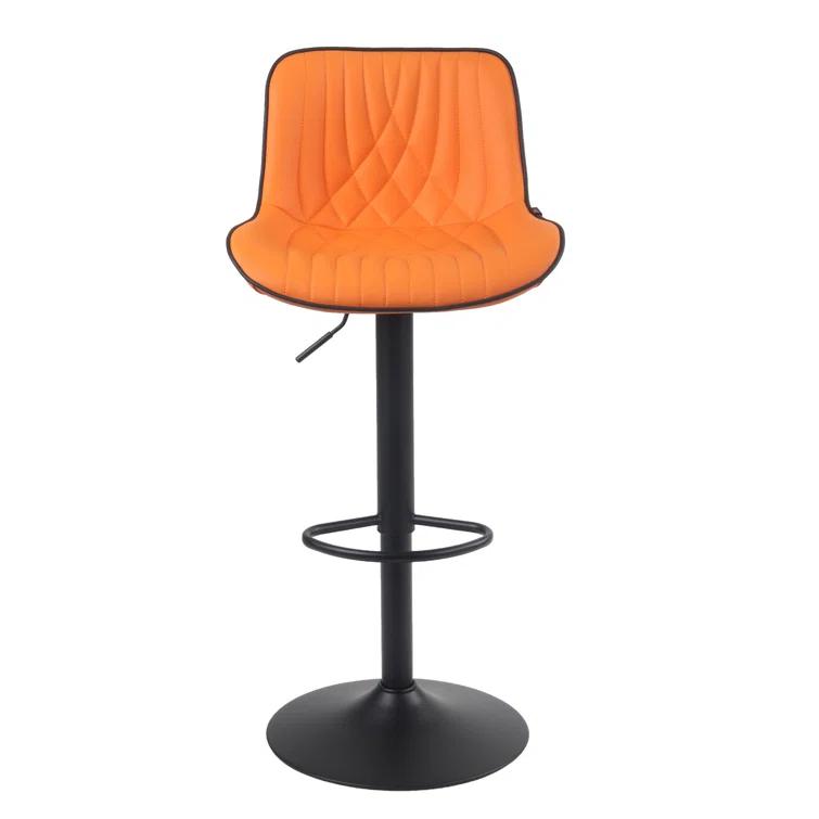 Zager Swivel Adjustable Height Bar Stools, Leather Upholstered Counter Stools, Modern Pub Stool