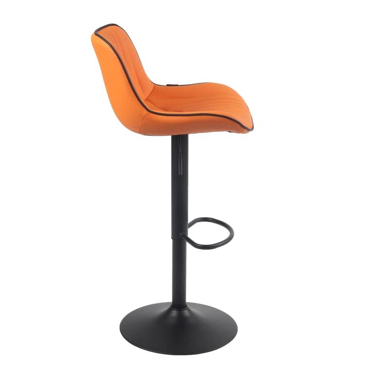 Zager Swivel Adjustable Height Bar Stools, Leather Upholstered Counter Stools, Modern Pub Stool