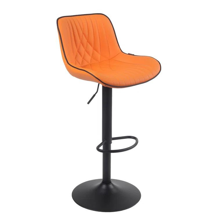Zager Swivel Adjustable Height Bar Stools, Leather Upholstered Counter Stools, Modern Pub Stool