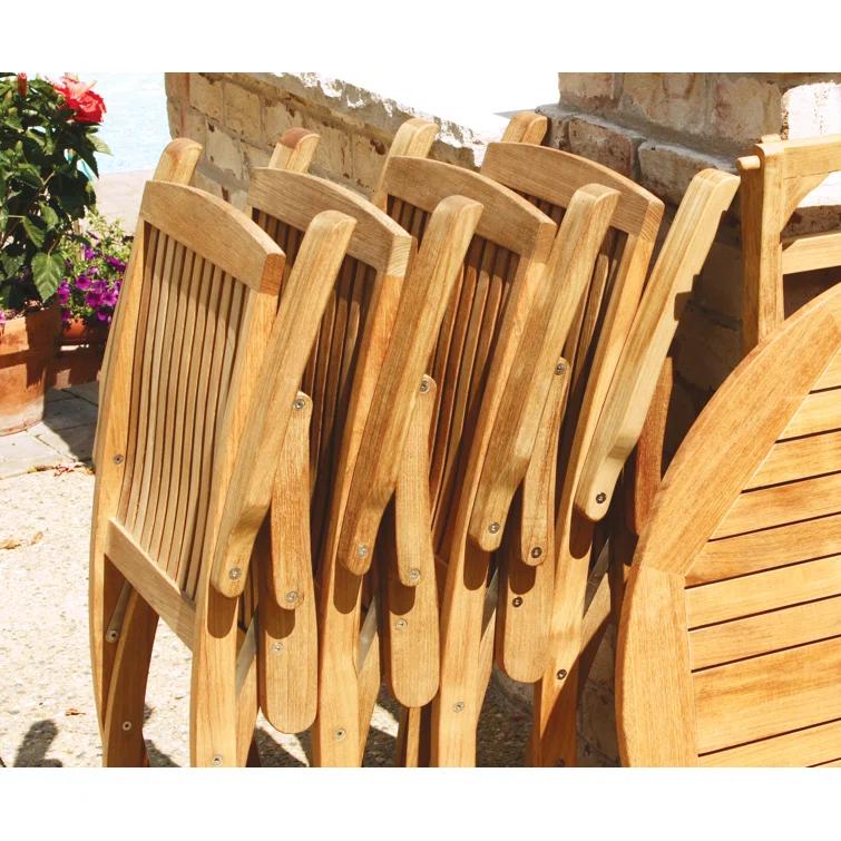 Braxton Teak Wood Folding Patio Dining Chair with Cushions