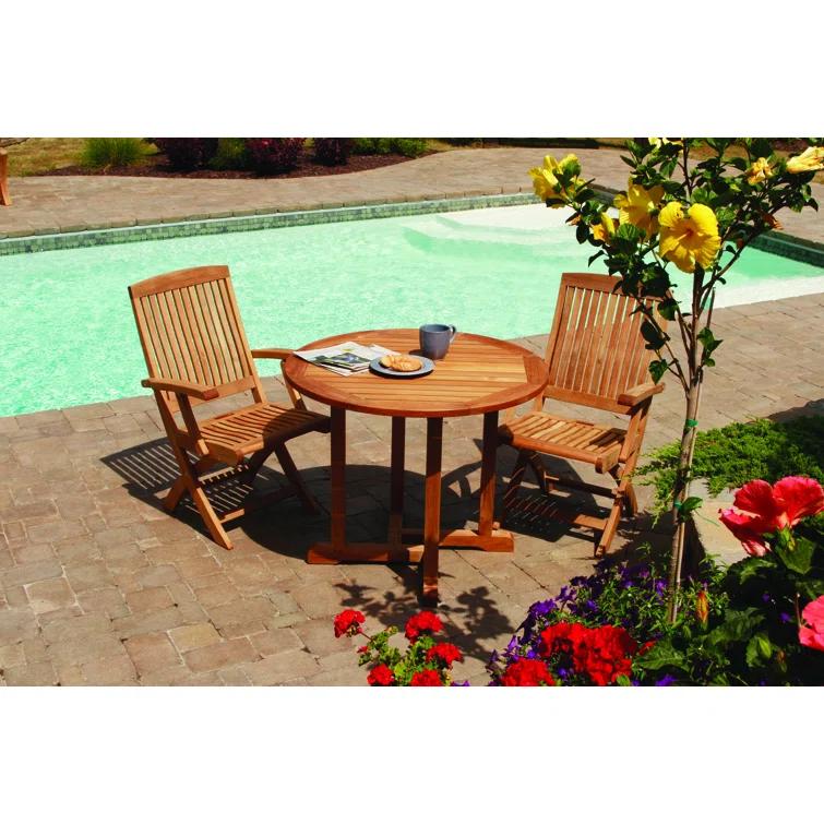 Braxton Teak Wood Folding Patio Dining Chair with Cushions