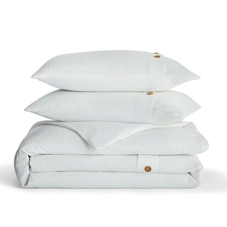 Marcus 3 Piece Cotton Waffle Weave Duvet Cover Set
