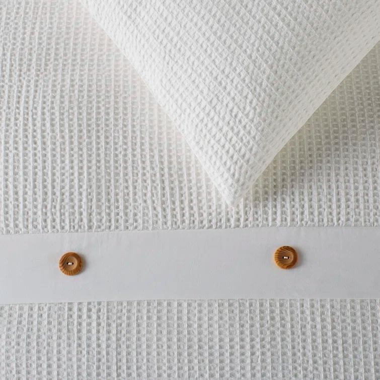 Marcus 3 Piece Cotton Waffle Weave Duvet Cover Set
