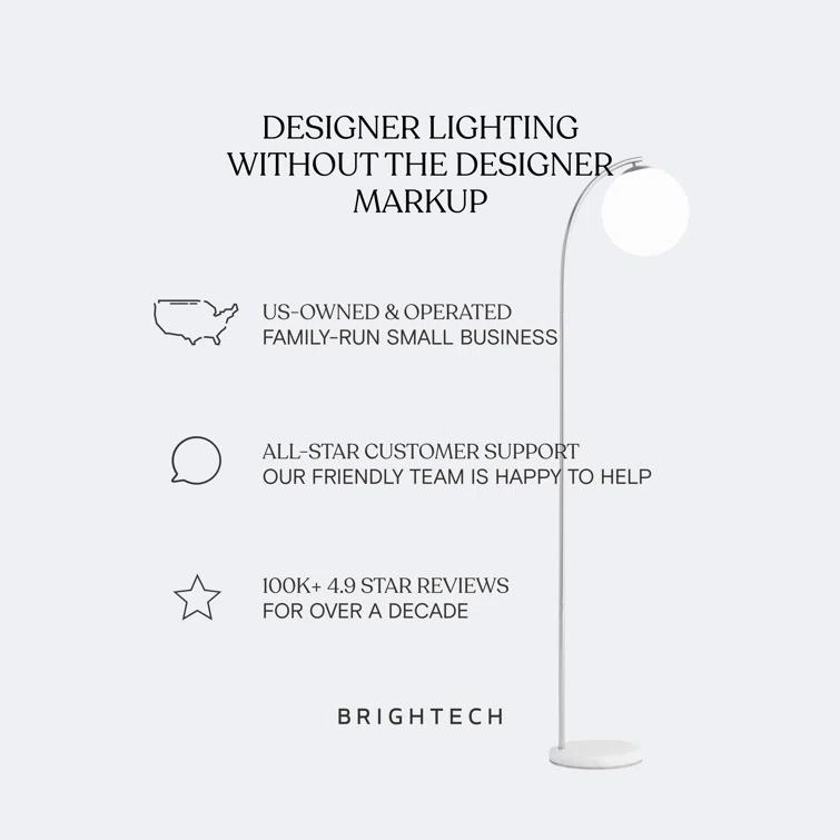 Mason 81 in. Modern Adjustable LED Arched Standing Floor Lamp with Fabric Drum Shade and Weighted Marble Base
