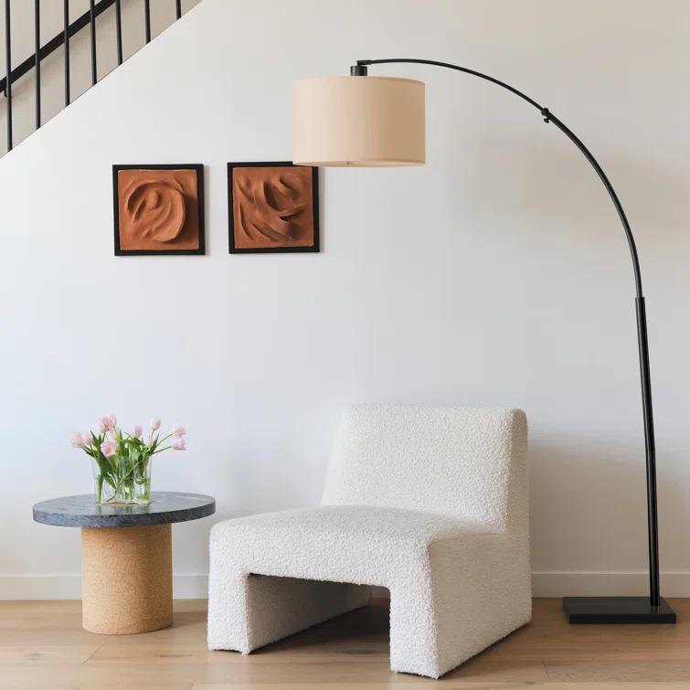 Brightech Logan 76 in. Adjustable and Extendable LED Arched Gold Floor Lamp with Weighted Marble Base - LED Bulb Included