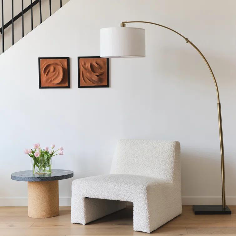 Logan 76 in. Modern Adjustable and Extendable LED Floor Lamp with Fabric Drum Shade