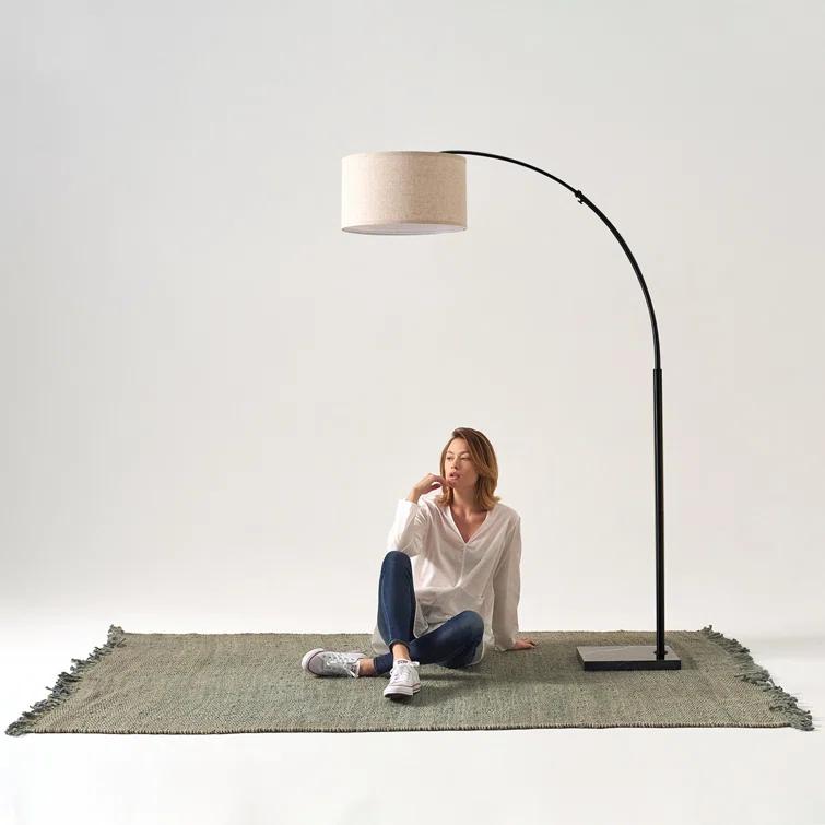 Brightech Logan 76 in. Adjustable and Extendable LED Arched Gold Floor Lamp with Weighted Marble Base - LED Bulb Included