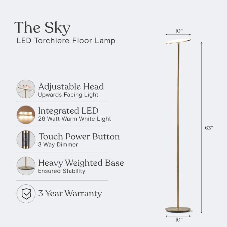 Brightech Sky Industrial 63 in. Dimmable LED Floor Lamp with Adjustable Head