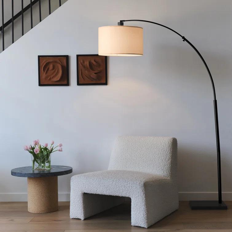 Brightech Logan 76 in. Adjustable and Extendable LED Arched Gold Floor Lamp with Weighted Marble Base - LED Bulb Included