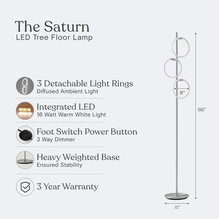 Brightech Saturn 66 in. Industrial 3-Light 3-Way Dimming LED Floor Lamp