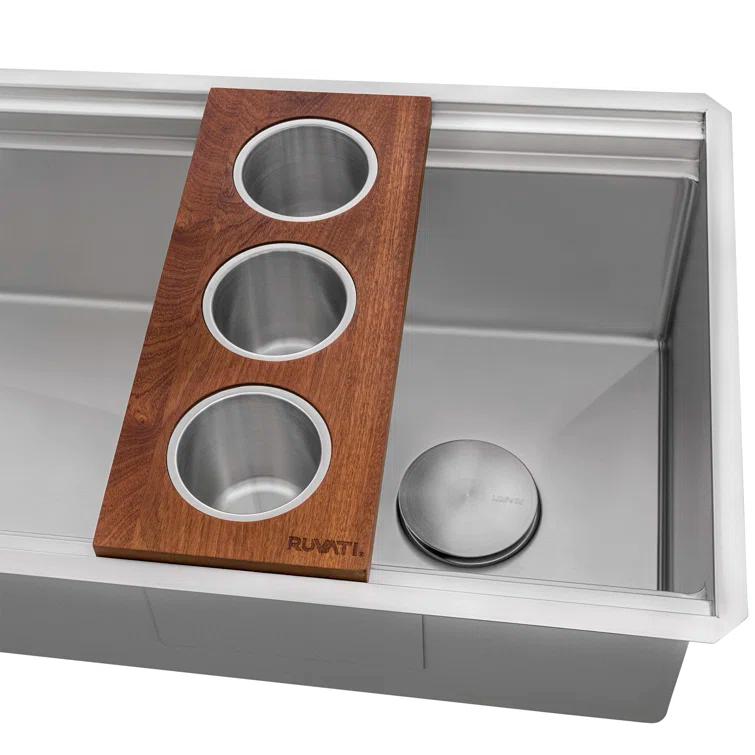 Ruvati 45-inch Stainless Steel Workstation Two-Tiered Ledge Undermount Kitchen Sink