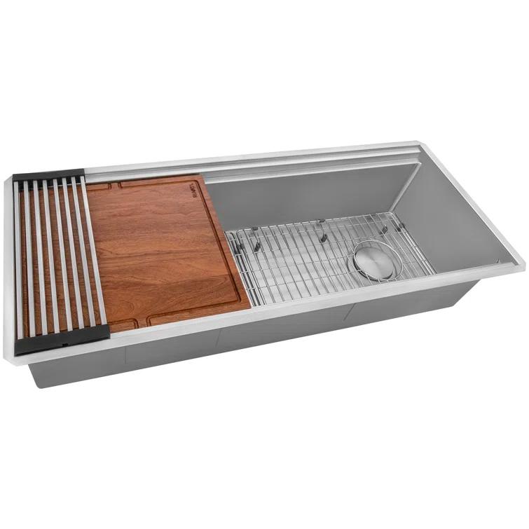 Ruvati 45-inch Stainless Steel Workstation Two-Tiered Ledge Undermount Kitchen Sink