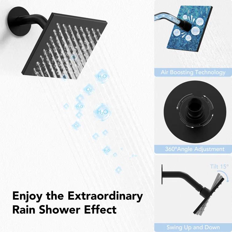 Thermostatic Shower Faucet System,16" & 6" Dual Shower Head with Rough-In Valve
