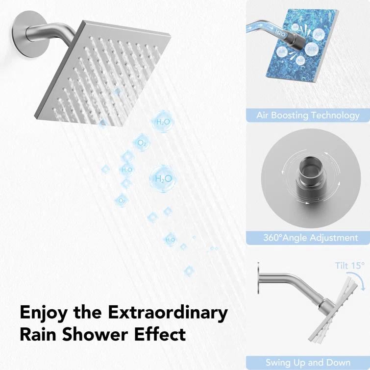 Thermostatic Shower Faucet System,16" & 6" Dual Shower Head with Rough-In Valve