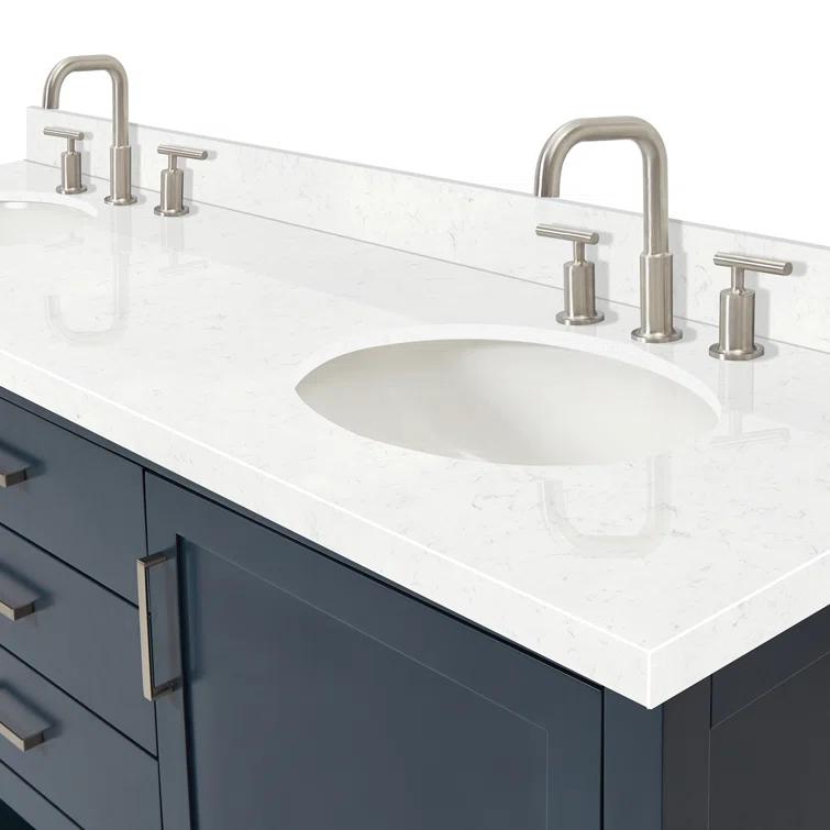 Bay Hill 72.25 in. W x 22 in. D x 36 in. H Double Sink Freestanding Bath Vanity in Midnight Blue with Man-Made Stone Top