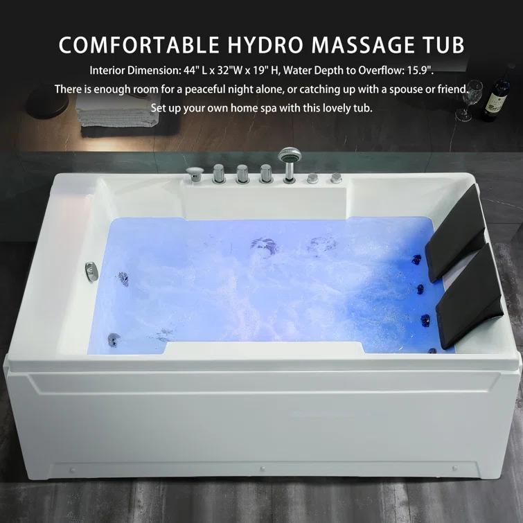 Modern 72'' x 48'' Alcove / Tile In Whirlpool Plastic / Acrylic Bathtub with Faucet