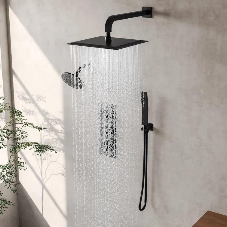 Thermostatic Dual Shower System 12" Rainfall Shower Head with Rough-in Valve