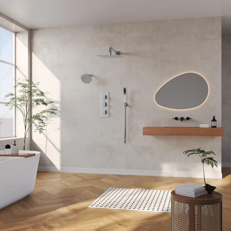 Thermostatic Dual Shower System 12" Rainfall Shower Head with Rough-in Valve