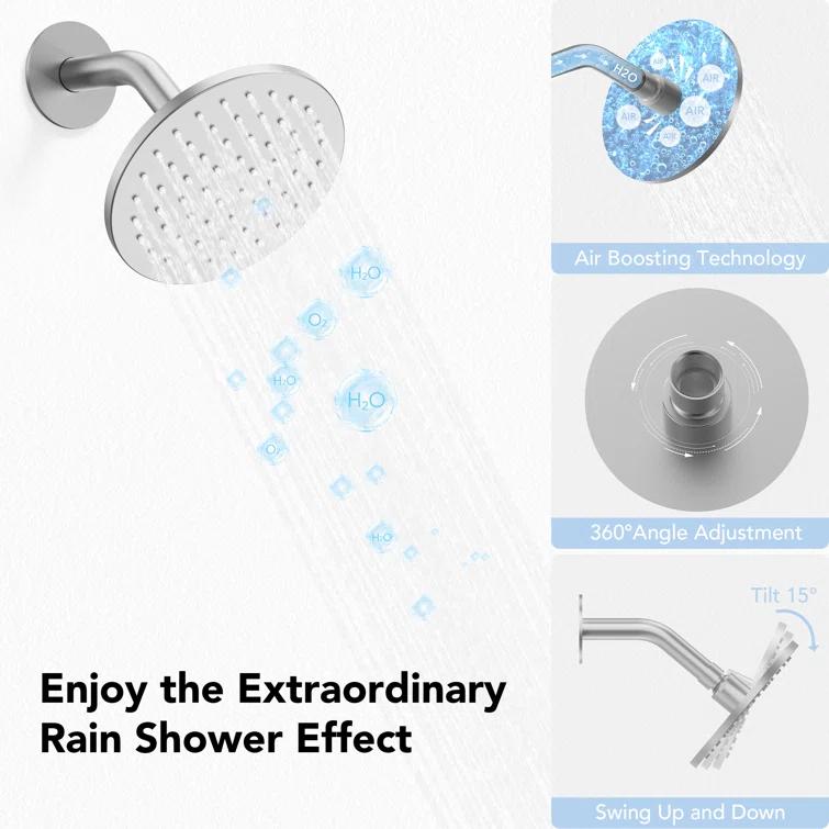 Thermostatic Dual Shower System 12" Rainfall Shower Head with Rough-in Valve