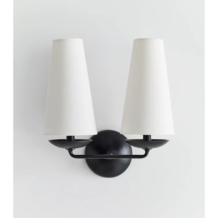 Black Iron Dimmable Wall Sconce with Cone Shades