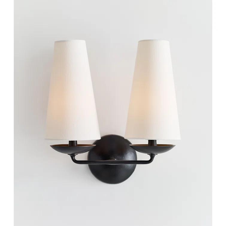 Black Iron Dimmable Wall Sconce with Cone Shades