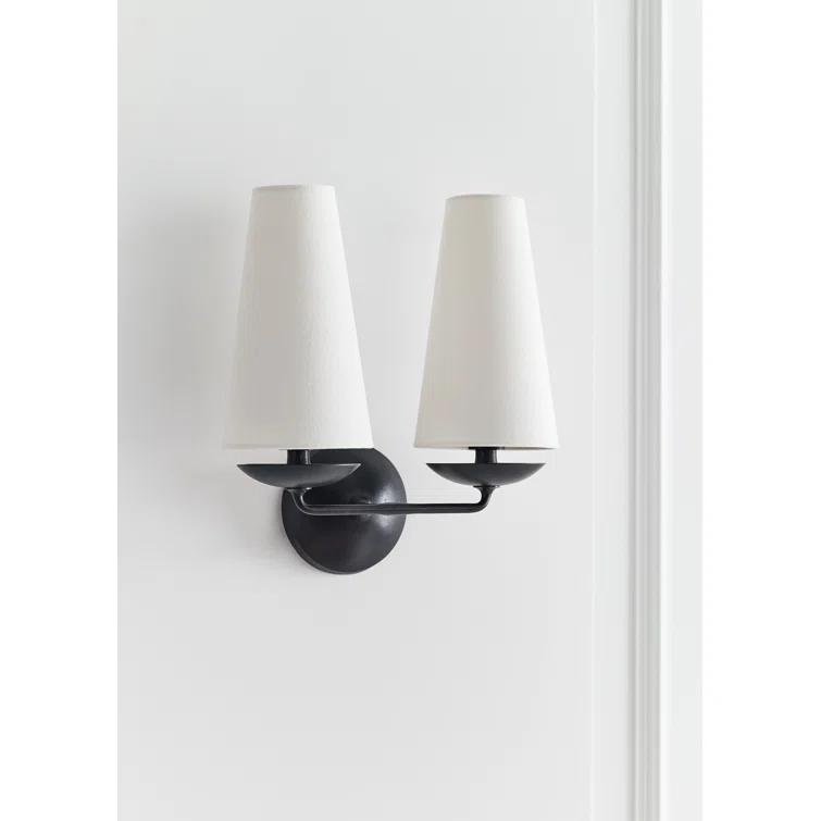 Black Iron Dimmable Wall Sconce with Cone Shades