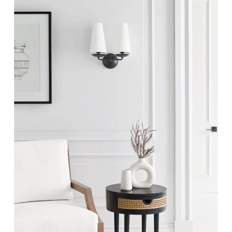 Fontaine Bronze 14'' Dimmable Direct Wired Wall Sconce with White Shade